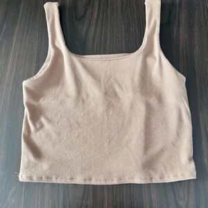 Women's Beige Ribbed Tank Top